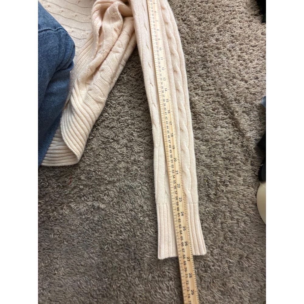 Ralph Lauren 100% Cashmere Cream Knit Open Front Cardigan Sweater Fisherman - Picture 3 of 5